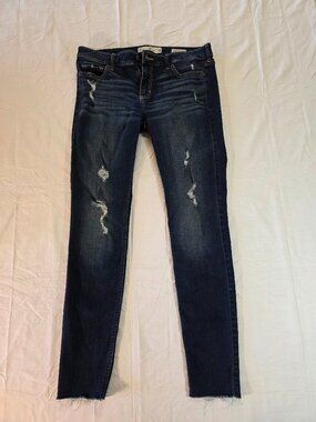 Women's Hollister Low Rise Super Skinny Jeans Size 29x30 Distressed Blue